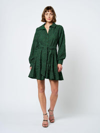 Ciebon Embroidered Lace Shirt Dress - Green-Hand In Pocket