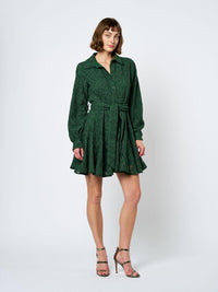 Ciebon Embroidered Lace Shirt Dress - Green-Hand In Pocket