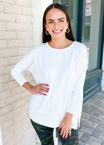 Spanx Perfect Length Dolman Sweatshirt - Powder - $68.00 – Hand In