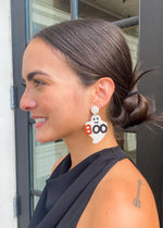 Boo Embroidered Beaded Earrings-Hand In Pocket