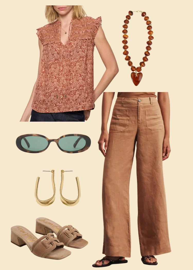 Smocked Blouse & Linen Pants