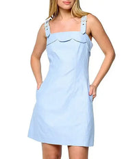Ciebon Mikeala Scalloped Neck Mini Dress- Blue-Hand In Pocket
