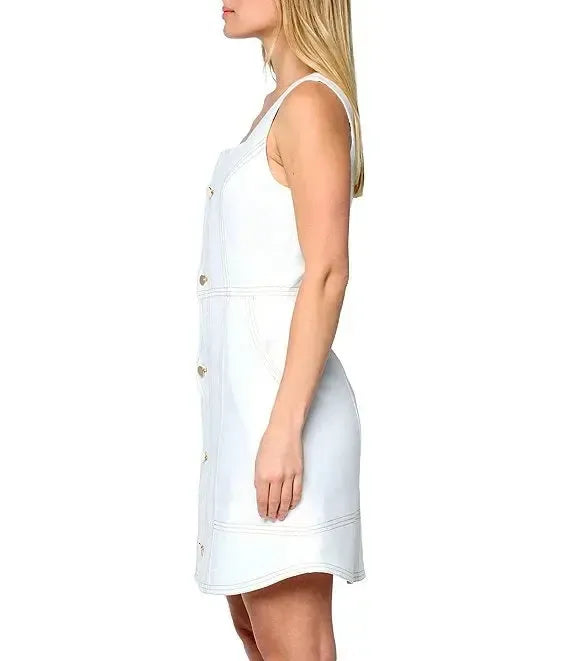 Ciebon Alanni Scalloped Front Mini Dress- White-Hand In Pocket