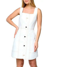 Ciebon Alanni Scalloped Front Mini Dress- White-Hand In Pocket