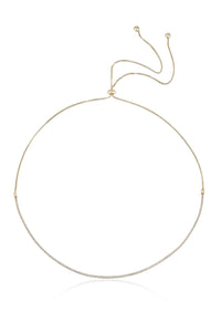 Clear Crystal Tennis Necklace with 18k Gold Plating / One Size