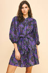Halsey Tiered Mini Dress - Purple Multi-Hand In Pocket