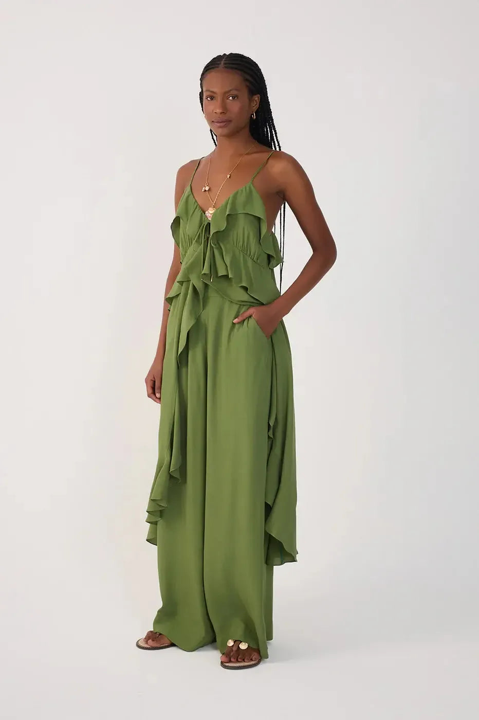 Dress To Mariana Wide Leg Pants - Coconut Green ***FINAL SALE***-Hand In Pocket