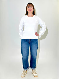 Bobi Micro Stud Raglan - White-Hand In Pocket