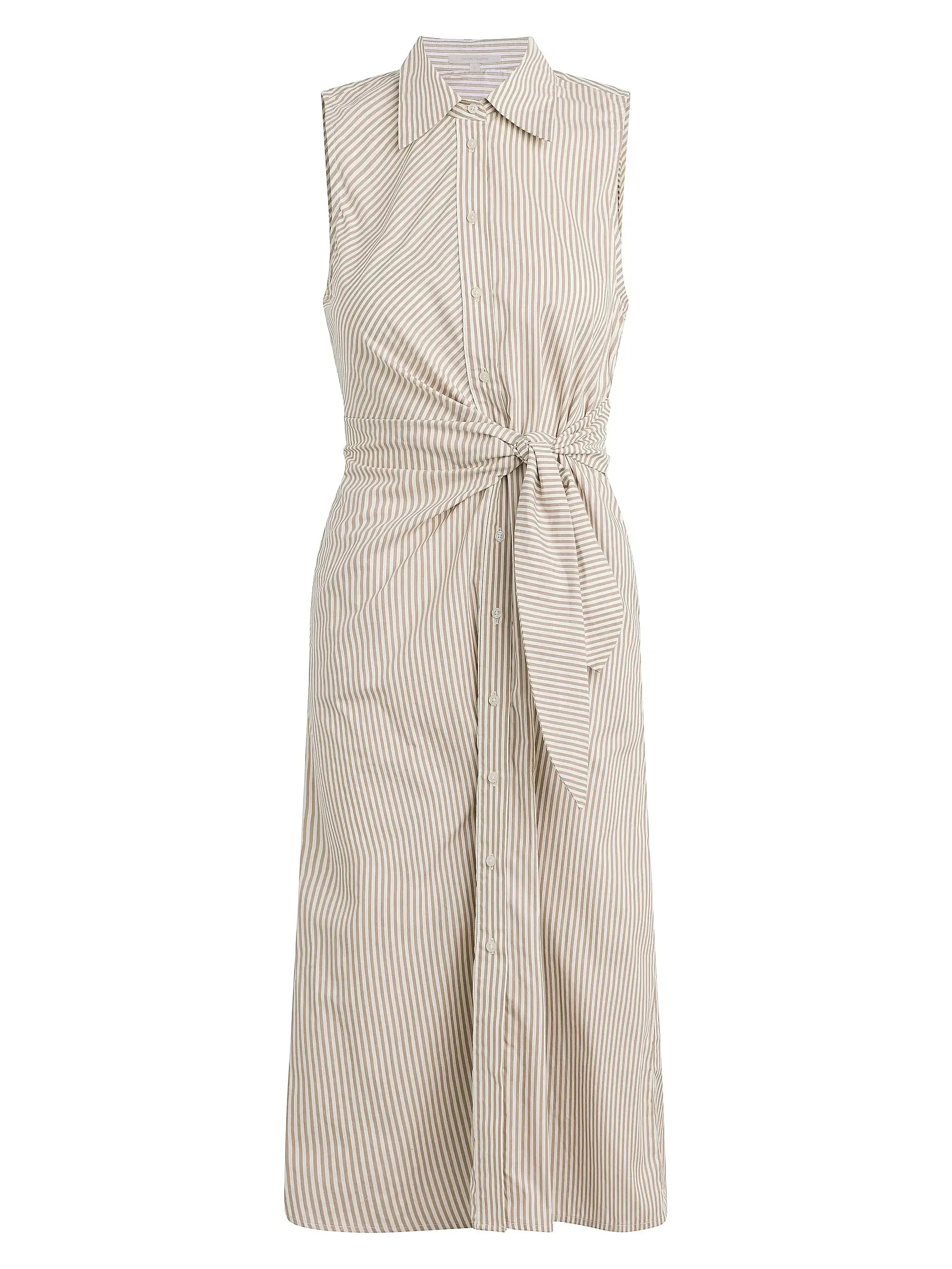 Favorite Daughter The Good Behavior Dress- Taupe-Hand In Pocket