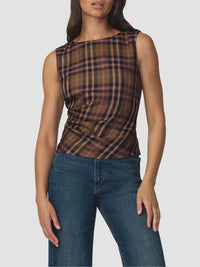 Joe's Jeans The Meg Top - Camel Plaid-Hand In Pocket