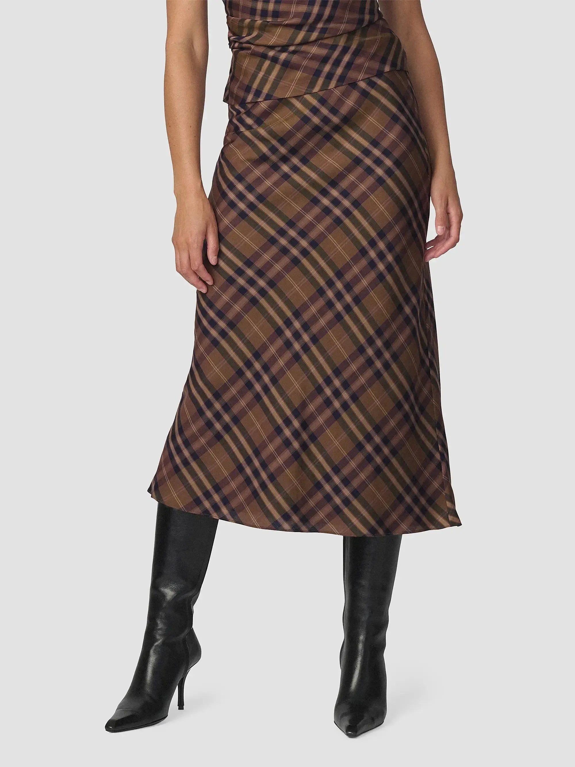 Joe's Jeans The Ines Midi Skirt - Camel Plaid