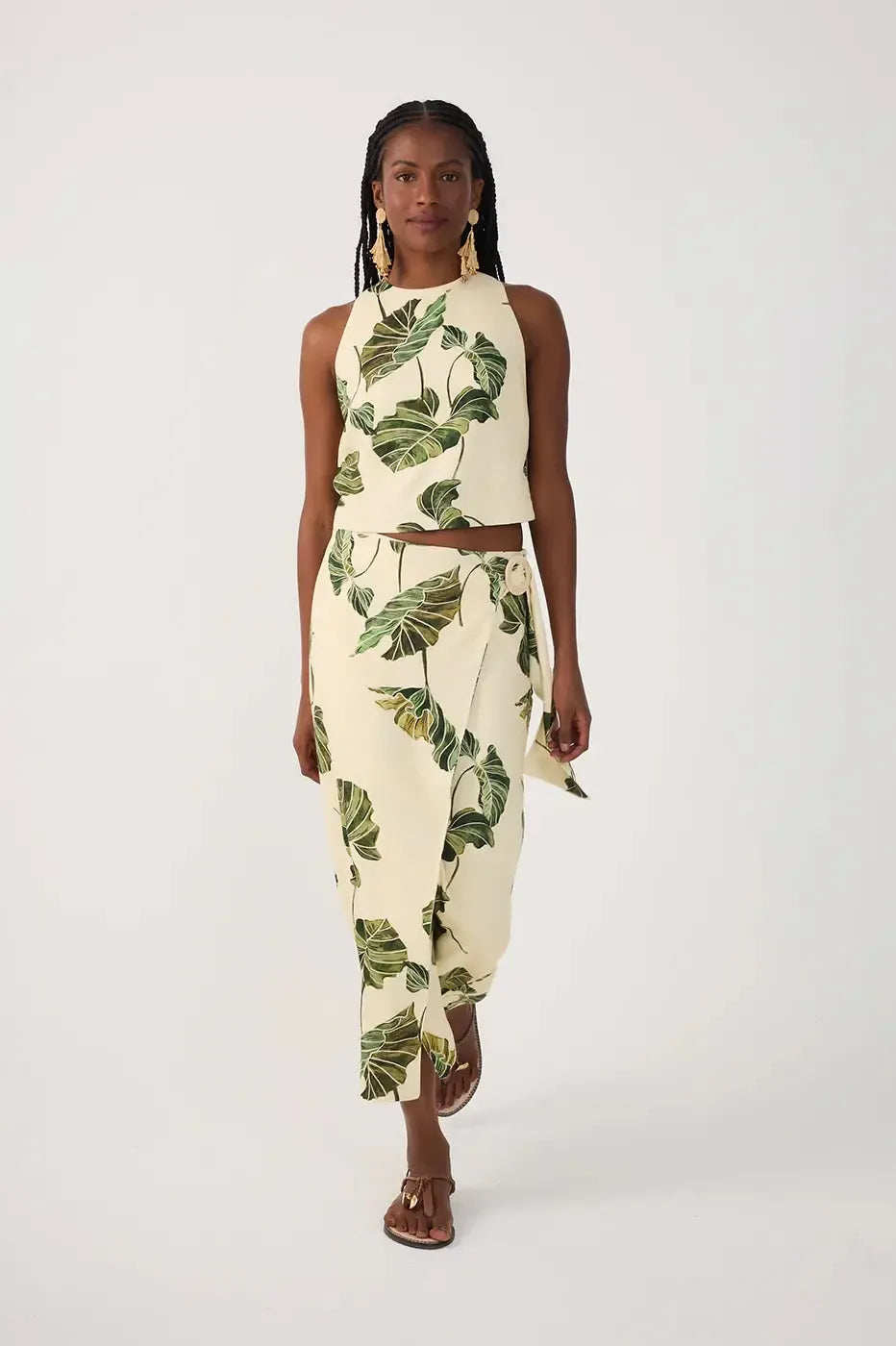 Dress To Luma Wrap Skirt - Leaf Print-Hand In Pocket