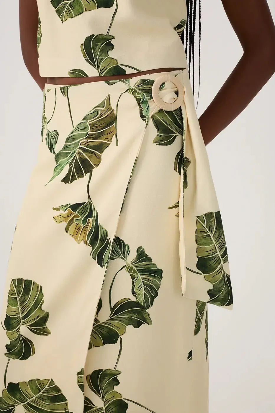 Dress To Luma Wrap Skirt - Leaf Print-Hand In Pocket