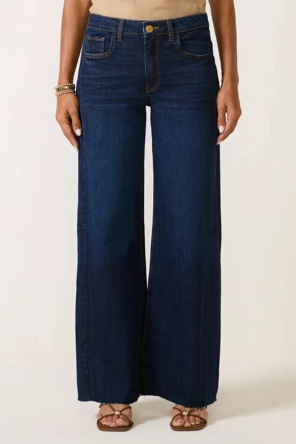 KUT Maya High Rise Fab Ab Wide Legs Regular Hem - Angelically-Hand In Pocket