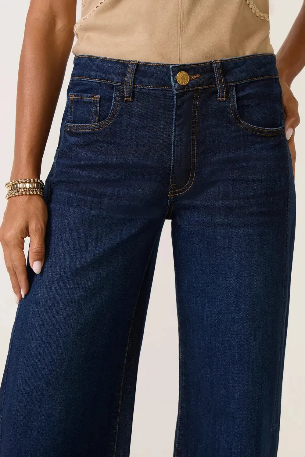 KUT Maya High Rise Fab Ab Wide Legs Regular Hem - Angelically-Hand In Pocket