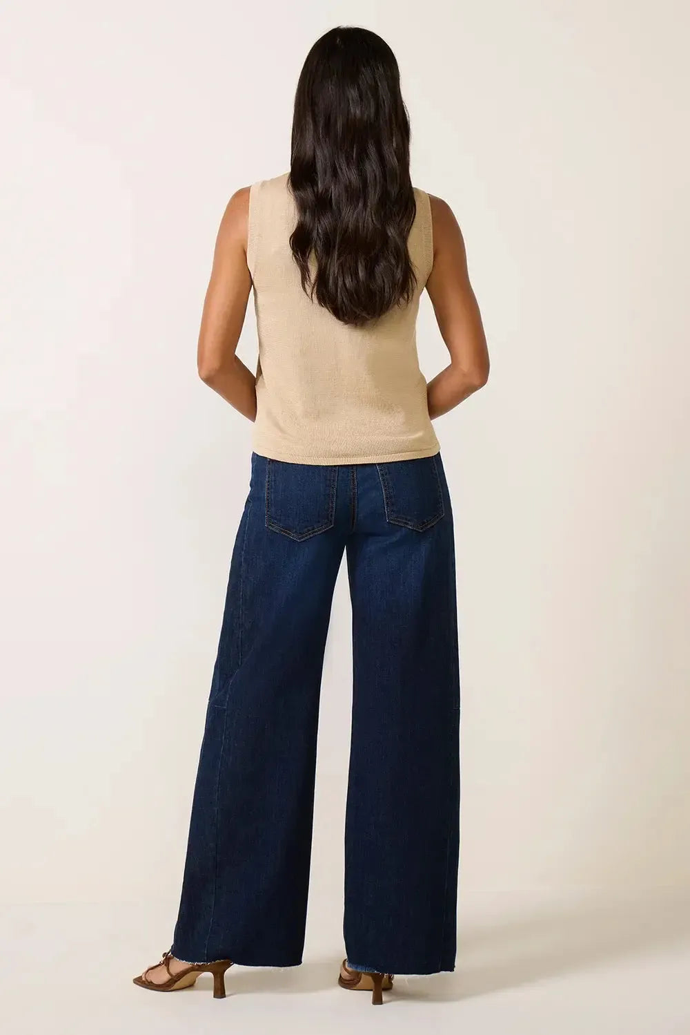 KUT Maya High Rise Fab Ab Wide Legs Regular Hem - Angelically-Hand In Pocket