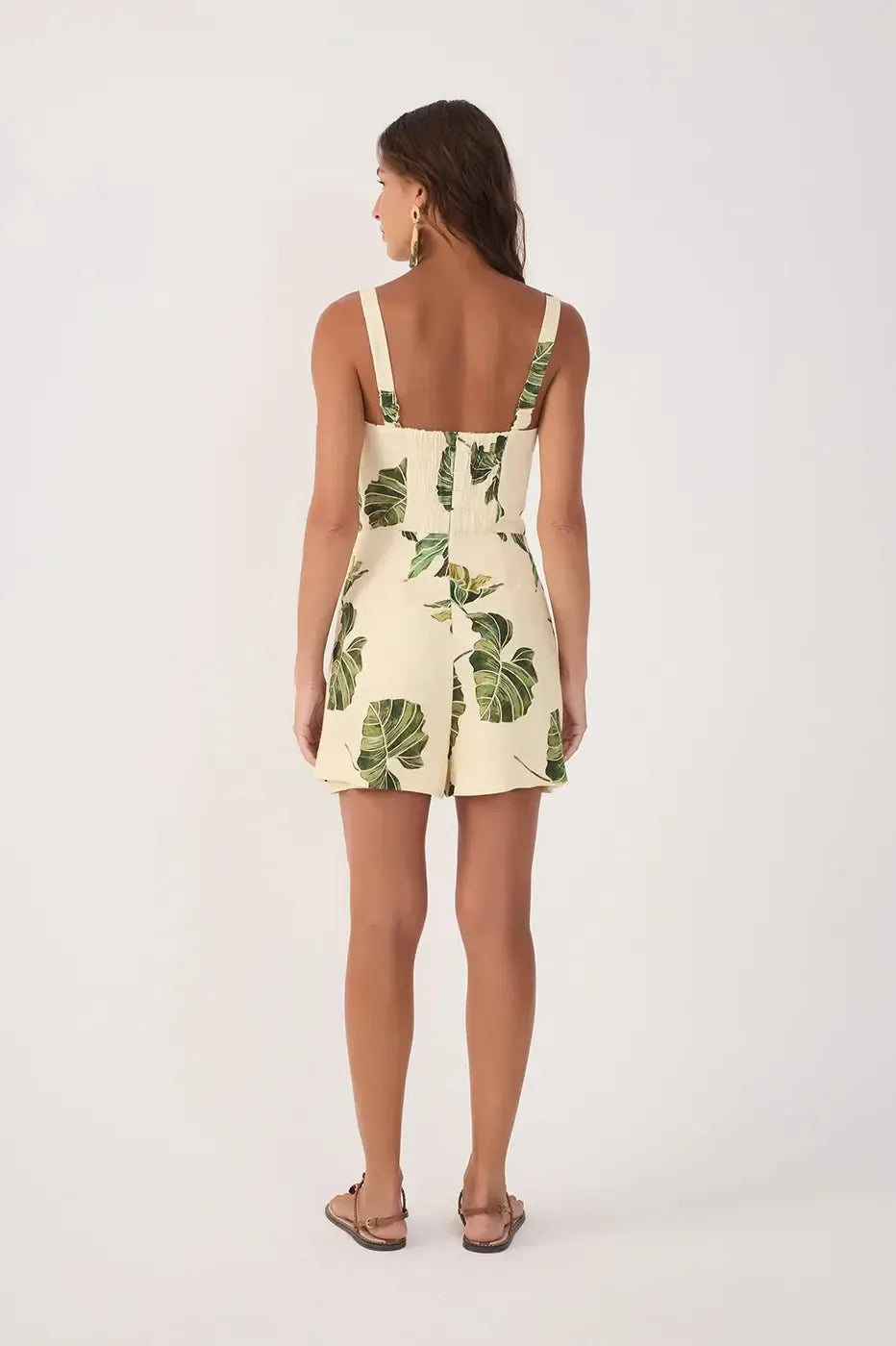 Dress To Nina Romper - Leaf Print-Hand In Pocket