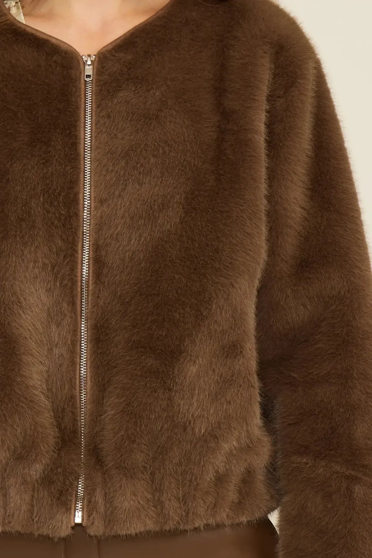 Lucy Paris Audrey Faux Fur - Brown-Hand In Pocket