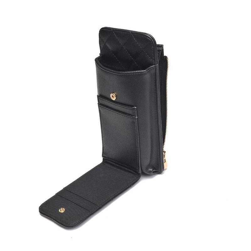 Brianna Cell Phone Crossbody: Black-Hand In Pocket