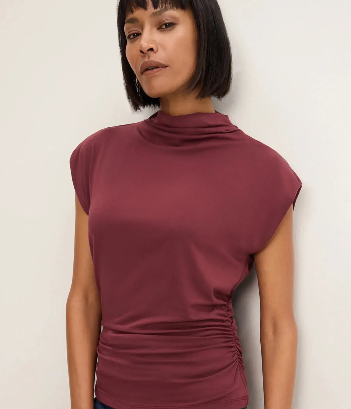 Michael Stars Mina Power Shoulder Top - Port Royale-Hand In Pocket