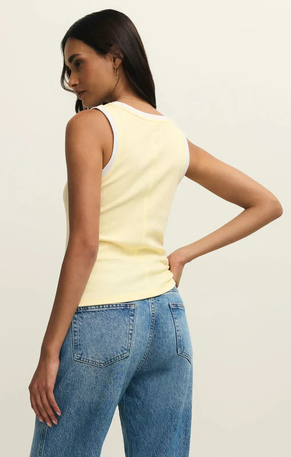 Z Supply Sirena Rib Tank - Pineapple-Hand In Pocket