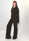 Bobi  Funnel Neck Henley - Umber