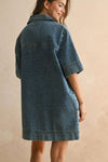 Brentwood V Neck Denim Tunic/Mini Dress-Hand In Pocket