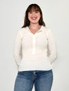 Bobi LS Button Placket Tee - Cream-Hand In Pocket
