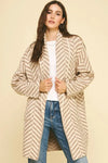 Nilan Diagonal Patterned Open Front Cardigan-Hand In Pocket