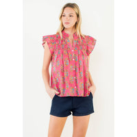 THML Evie Flutter Sleeve Top - Pink-Hand In Pocket