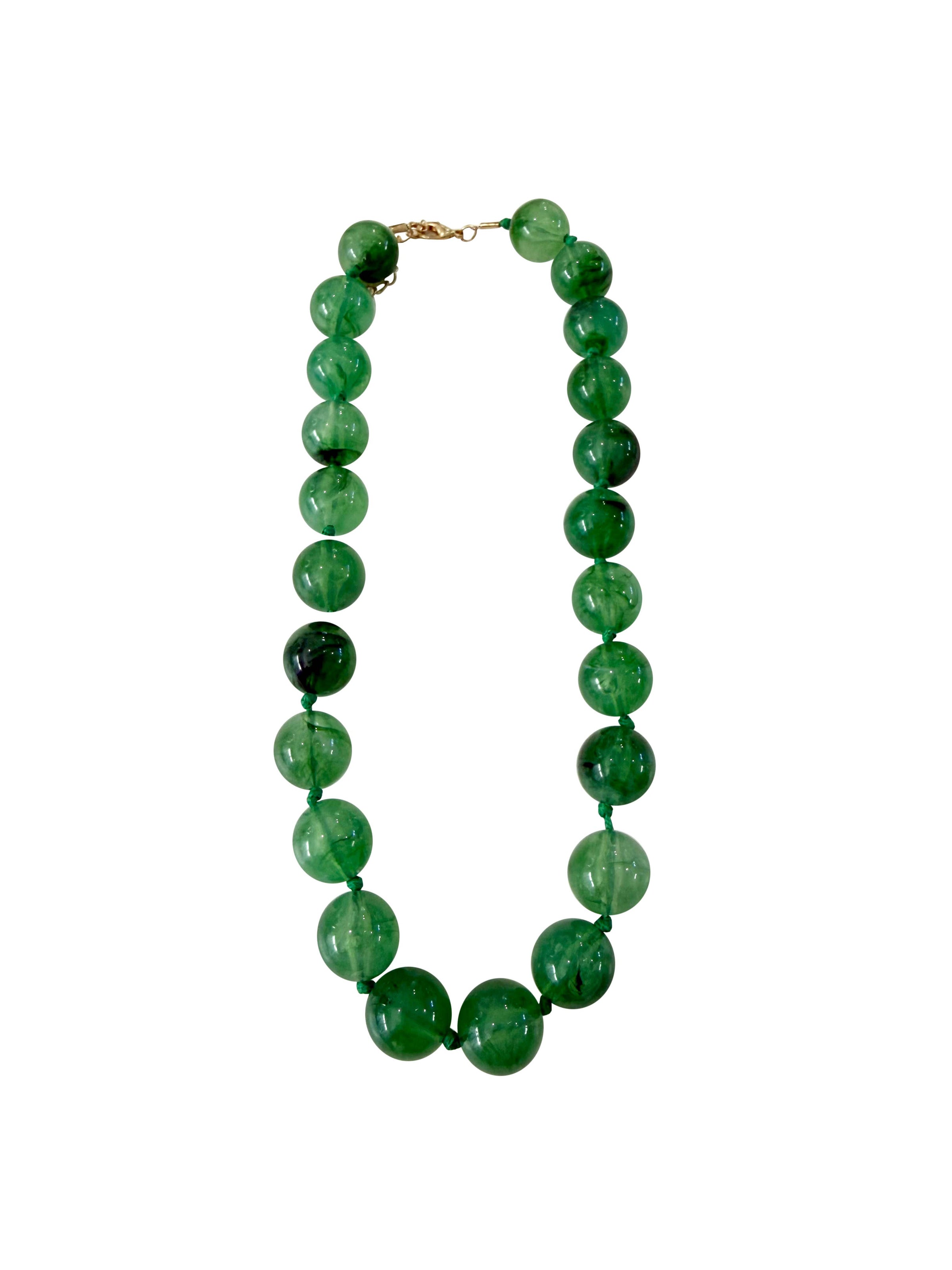 Mabry Chunky Beaded Necklace - Green-Hand In Pocket