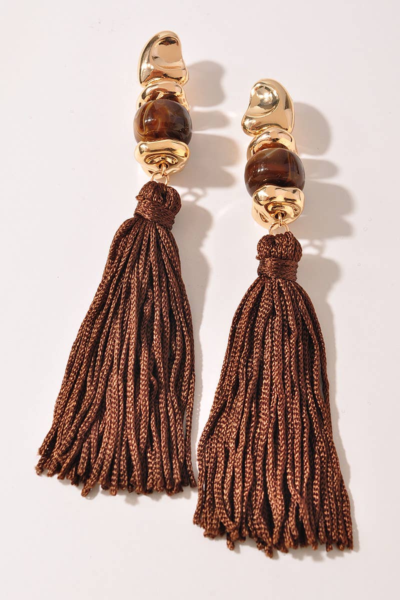 Celeste Tassel Earrings: Brown