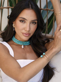 Marina Layers Turquoise Necklace: Turquoise and Freshwater Pearl / One Size-Hand In Pocket