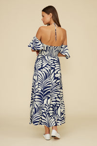Lucy Paris Ophelia Midi Dress- Navy/ White-Hand In Pocket