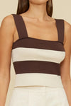 Lucy Paris Lula Striped Knit Top- Brown/ Cream-Hand In Pocket