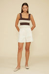 Lucy Paris Lula Striped Knit Top- Brown/ Cream-Hand In Pocket