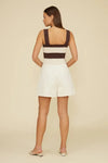 Lucy Paris Lula Striped Knit Top- Brown/ Cream-Hand In Pocket