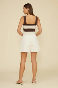 Lucy Paris Lula Striped Knit Top- Brown/ Cream-Hand In Pocket