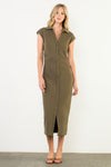 THML Leena Ruched Dress - Vine-Hand In Pocket