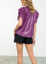 Hudson Ruched Sleeve Leather Top ***FINAL SALE***-Hand In Pocket