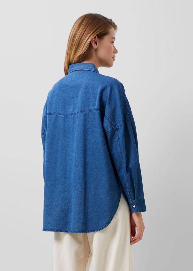 French Connection Zaves Chambray Denim Shirt-Hand In Pocket