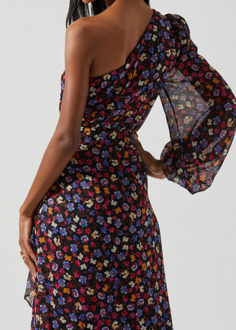ASTR The Label Calista Dress- Blue Red Ditsy-***FINAL SALE***-Hand In Pocket