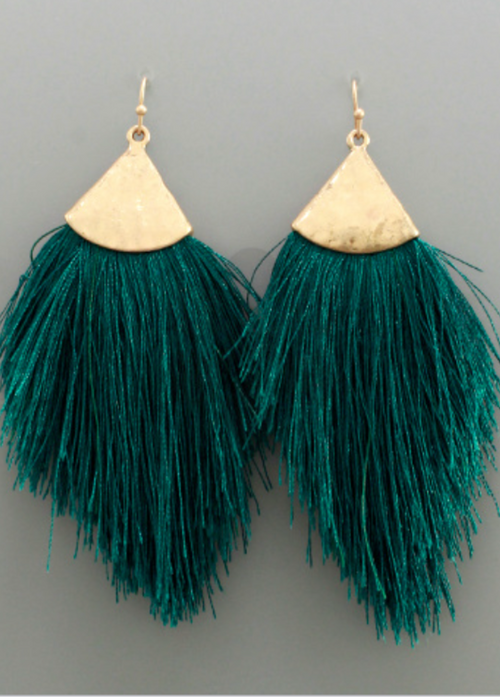 Kira Triangle Tassel-Teal-Hand In Pocket