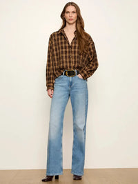 Sanctuary Avery Beaded Crop Shirt - Toffee Plaid-Hand In Pocket