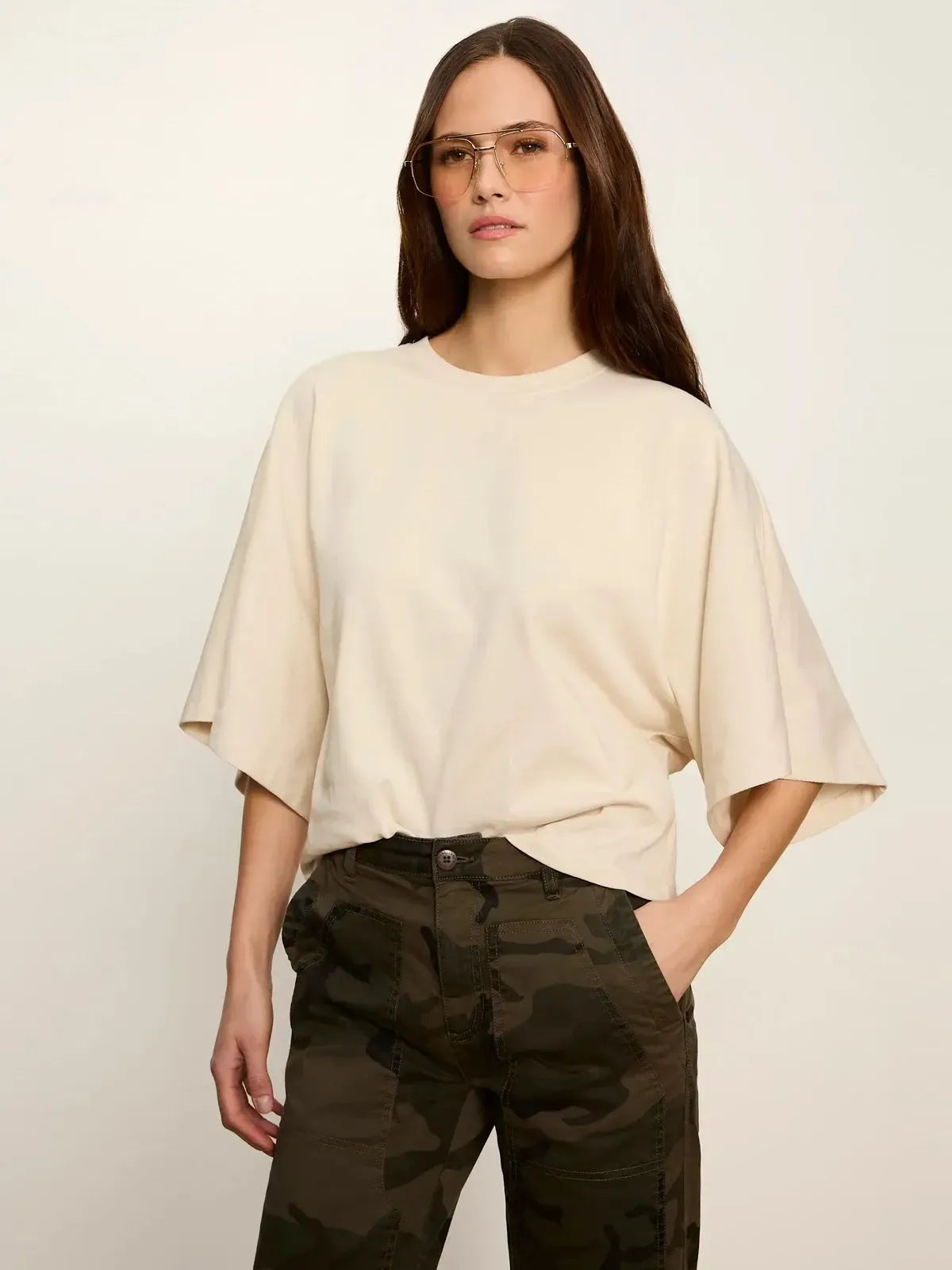 Sanctuary Haven Cape Sleeve Tee - Bone-Hand In Pocket