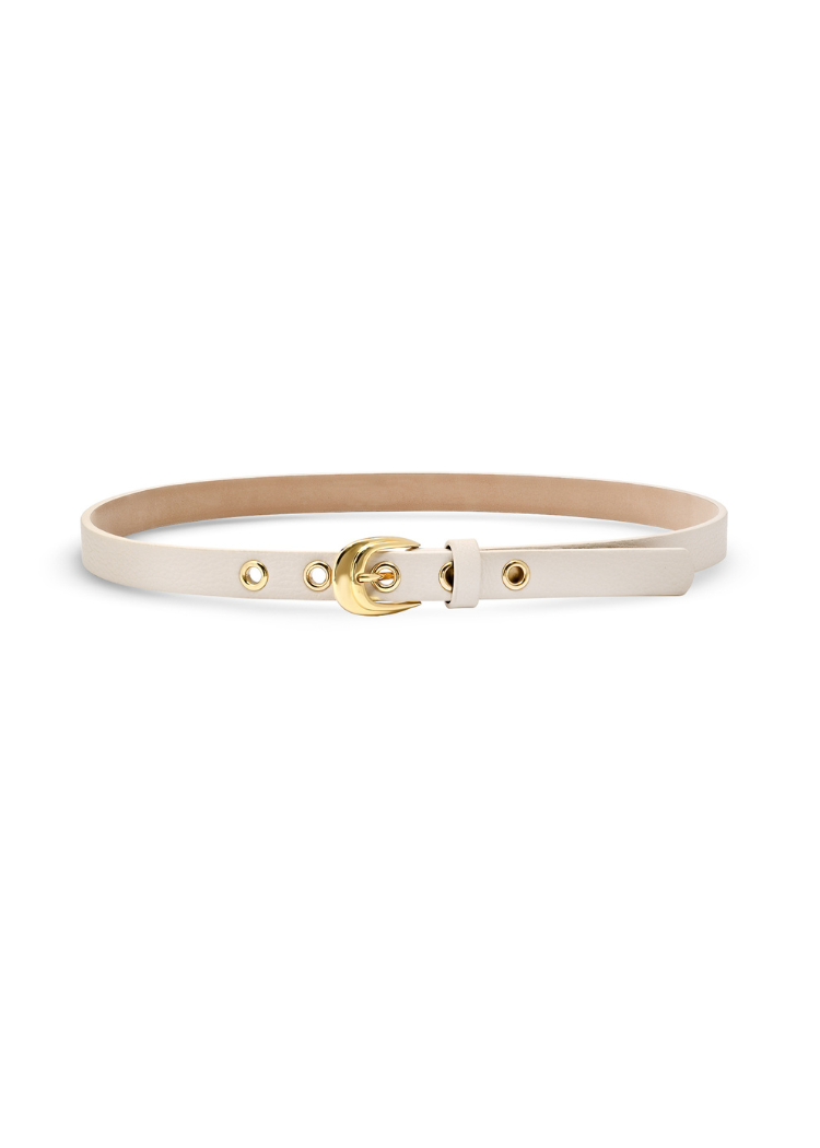 Laurel & Gold Sawtelle Belt - Eggshell-Hand In Pocket