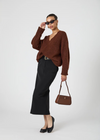 French Connection Fluffy Knit Jumper- Chocolate ***FINAL SALE***-Hand In Pocket