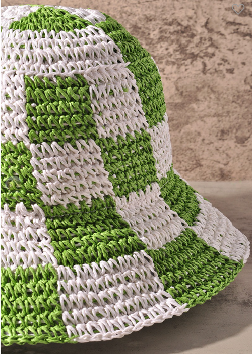 Checker Weave Bucket Hat-Green-Hand In Pocket