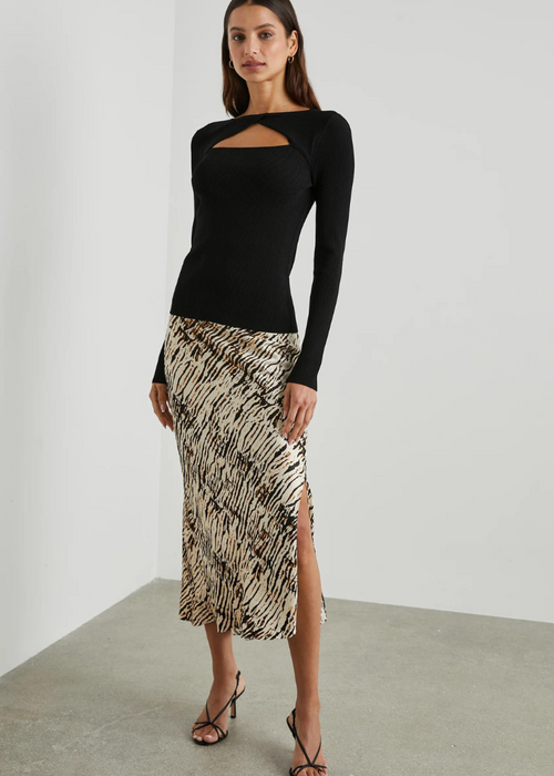 Rails Maya Midi Skirt- Neutral Ikat-Hand In Pocket