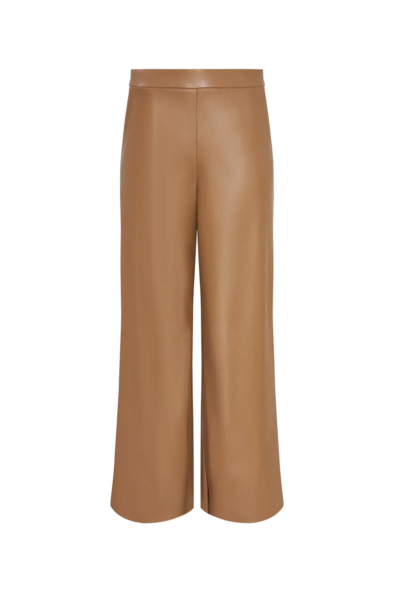 Astrid Amelia Faux Leather Pant - Camel-Hand In Pocket